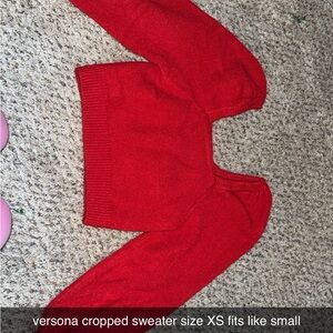Versona Red Off-the-Shoulder Cropped Sweater